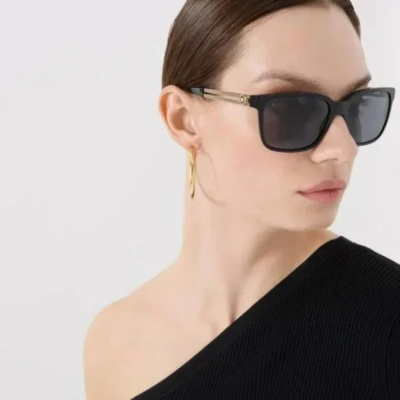 NEW Versace Black Grey Square Unisex Sunglasses